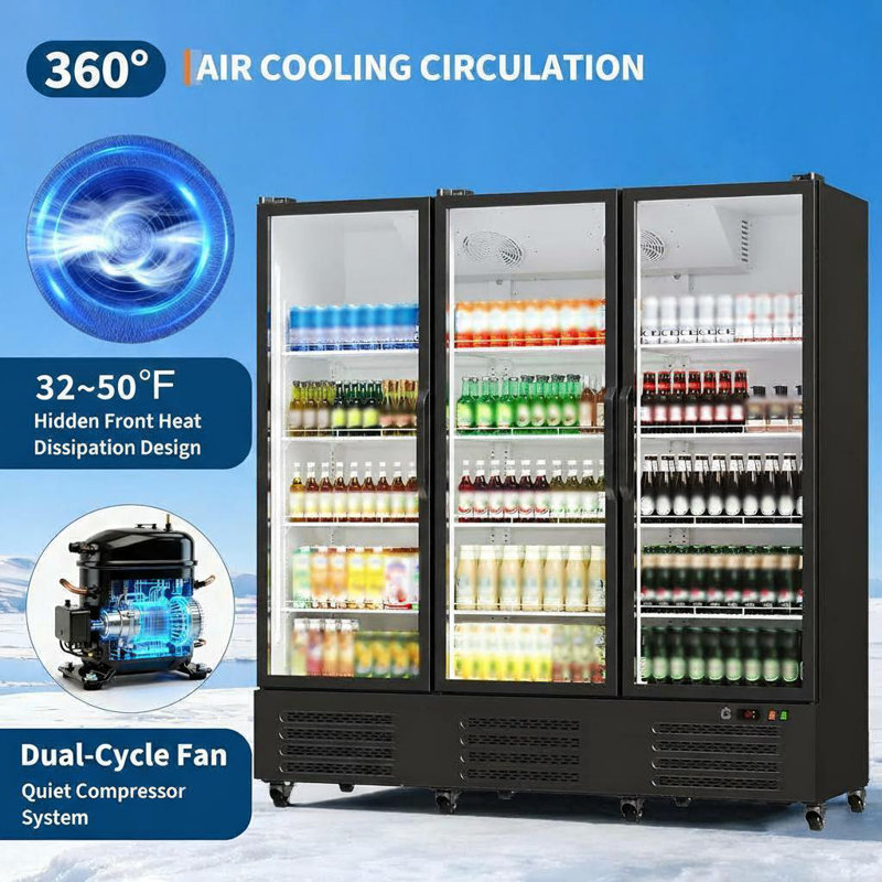 Réfrigérateur avec 3 portes vitrées, 55 pieds cubes