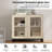 Sideboard Buffet Cabinets With Glass Doors, Modern Sideboard Credenza With Adjustable Shelf And Metal Base, Coffee Bar Cabinet Storage Cabinet For Living Room, Kitchen-2142985180