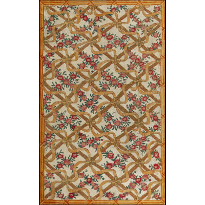 Antique Savonnerie French Allover Floral Knotted Rug