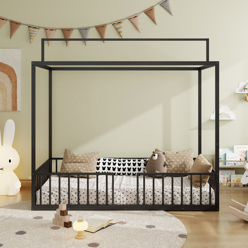 Lit plateforme convertible 3-en-1 Montessori, Simple, Noir