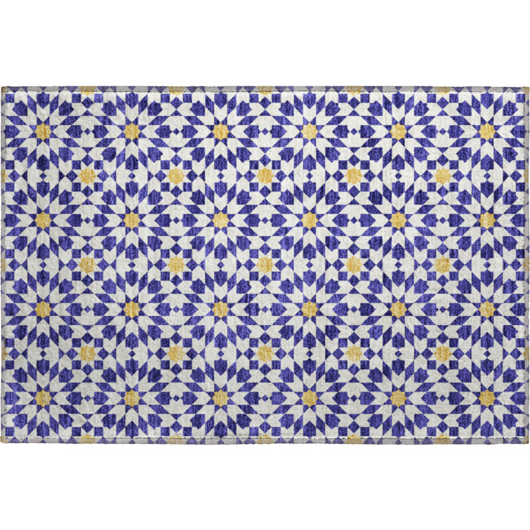 Premium Machine Washable Tweedy Navy Rug