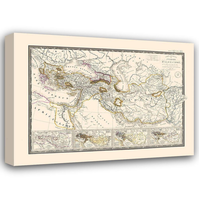 Toile tendue avec châssis Red Barrel Studio® Brue, titre: Alexander Great Empire Europe Asia, Brue 1840