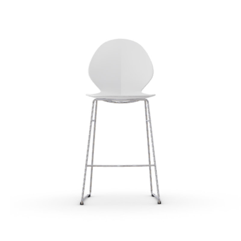 Basil Ergonomic Stool with Metal Base, Counter Stool (26.25" Seat Height), Matte Optic White