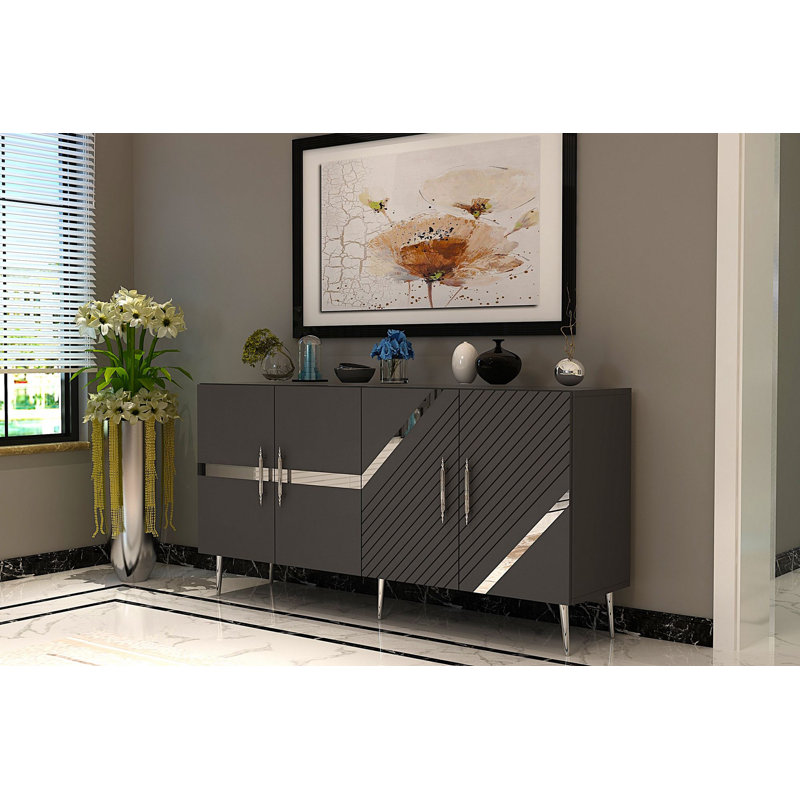 Olivia 150cm Console Table, Grey/Silver