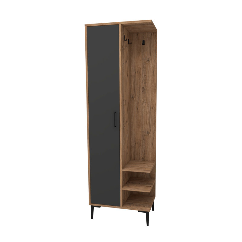 Anabal 60 cm W Hall Tree with Shoe Storage, Atlantic Pine/Anthracite