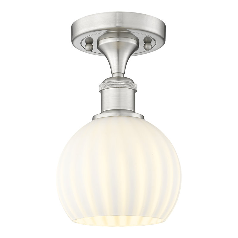 Plafonnier semi-encastré 1 lumière Ballston - Adriao, H 9,25 po x l 6 po x P 6 po, Nickel satiné brossé