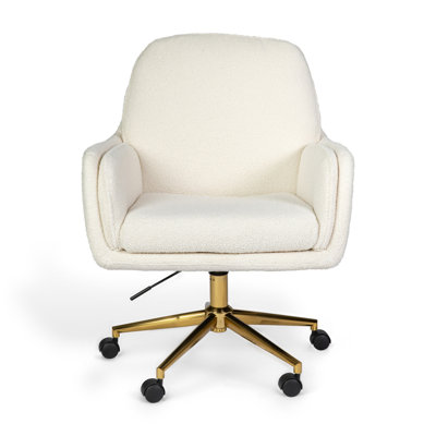 Martha Stewart Clara Upholstered Swivel Office Chair With Double Cushions