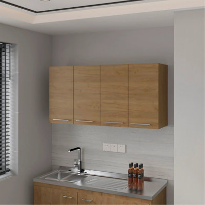 Armoire murale en chêne naturel naturel en mélamine avec 4 portes