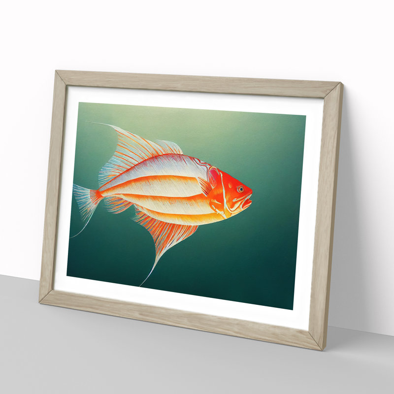 Intense Fish - Framed Print, 46cm H x 64cm W x 2cm D, Oak