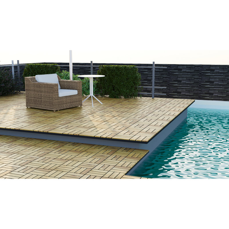 BEEFurni - Carreaux de terrasse en bois emboîtables 12 po x 12 po, Jaune naturel