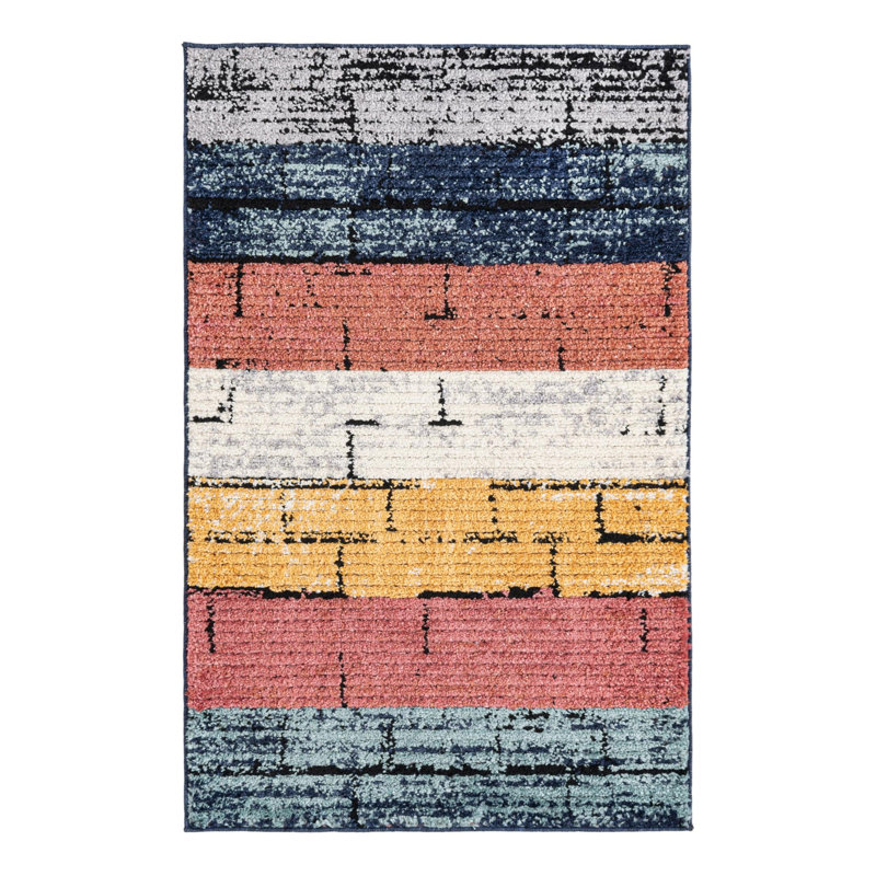 Tapis bleu / rouge Sophie, Rectangle 3 pi 3 po x 5 pi 3 po