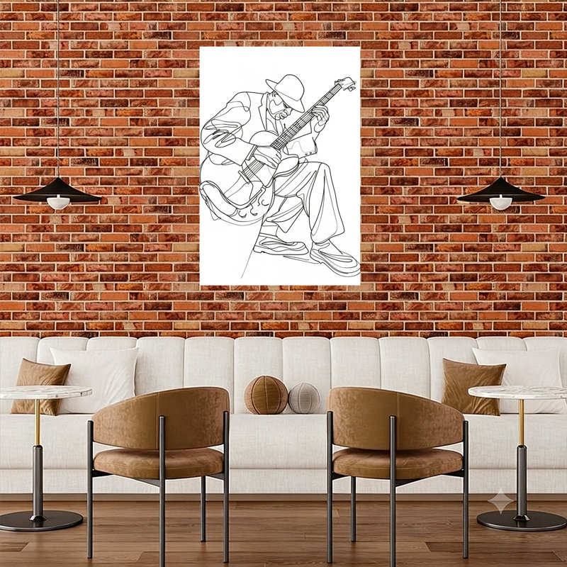 Art mural abstrait contemporain Blues, 48" H x 32" W