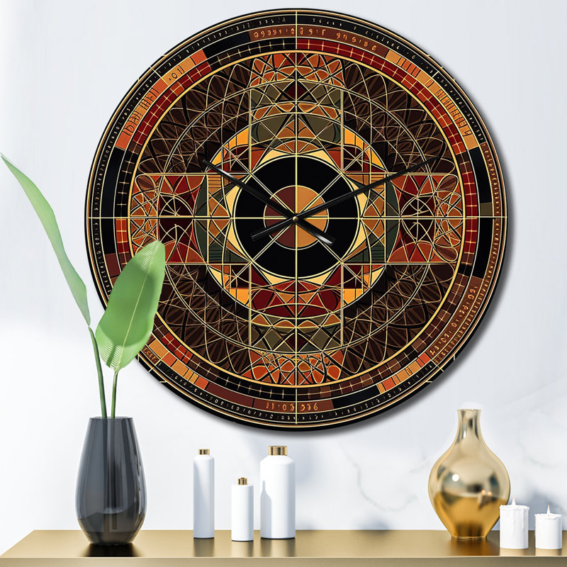 Illustration de mandala sacré mystérieux rétro II - horloge murale moderne géométrique, Petit