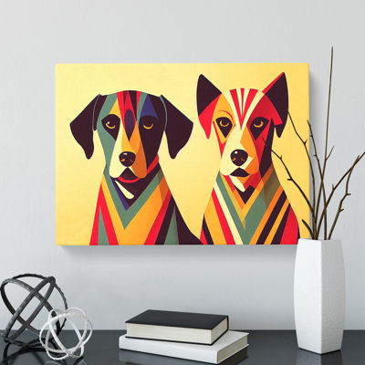 Deco Dogs Abstract - Wrapped Canvas