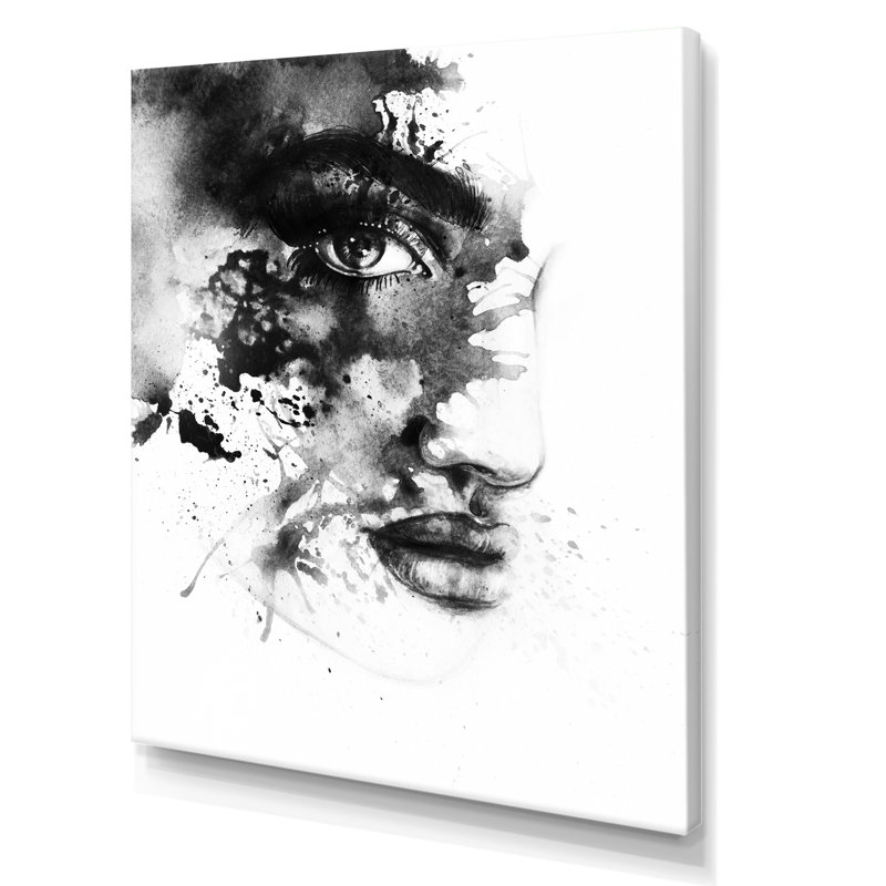 «Black Elegant Fashion Portrait» - art mural sur toile Glam, H 44 po x l 34 po x P 1,5 po, Toile tendue