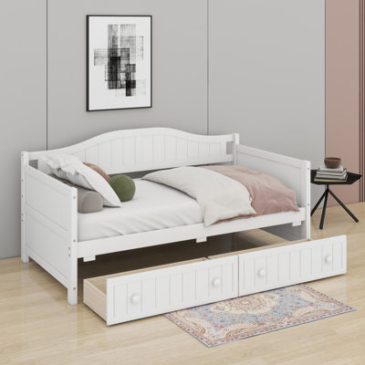 Twin Wooden Daybed With 2 Drawers