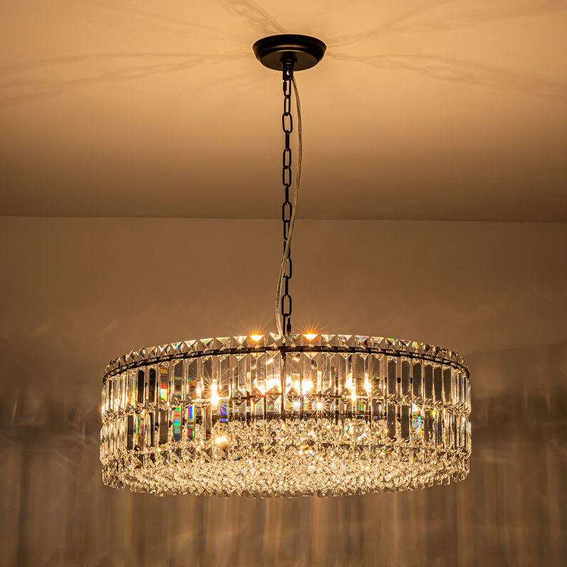 Lustre tambour à intensité variable Gormady, Noir mat, H 8,9 po x l 23,6 po x P 23,6 po, 8