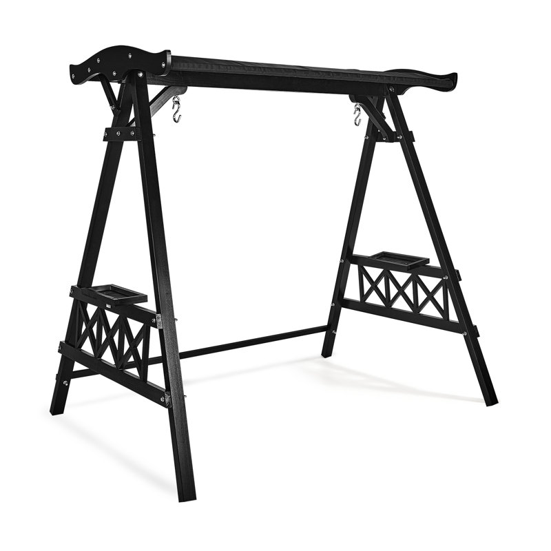 Balancelle de patio en bois avec auvent l 6,3 pi x H 5,9 pi Winado, Noir