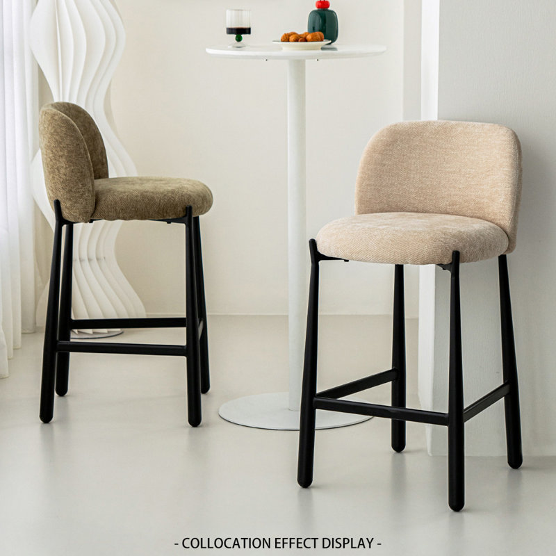 Chaise d'appoint à dossier beige uni (ensemble de 2), Beige, 37.99"