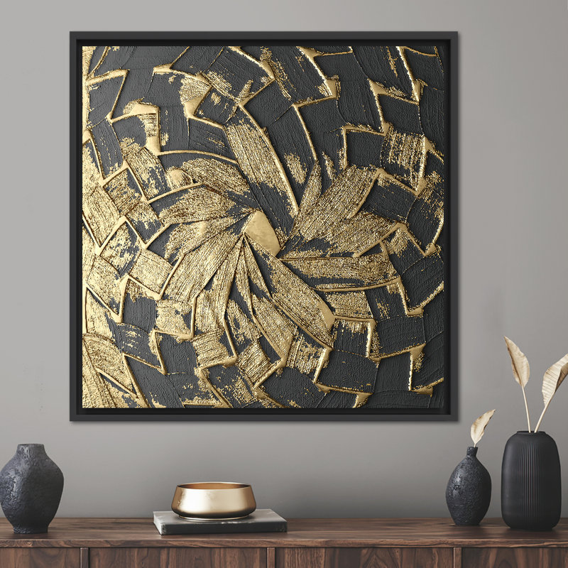 Modern Abstract Wall Art - Trendy Contemporary Canvas Poster, 20 cm H x 20 cm W, Framed Print without Mat, Black