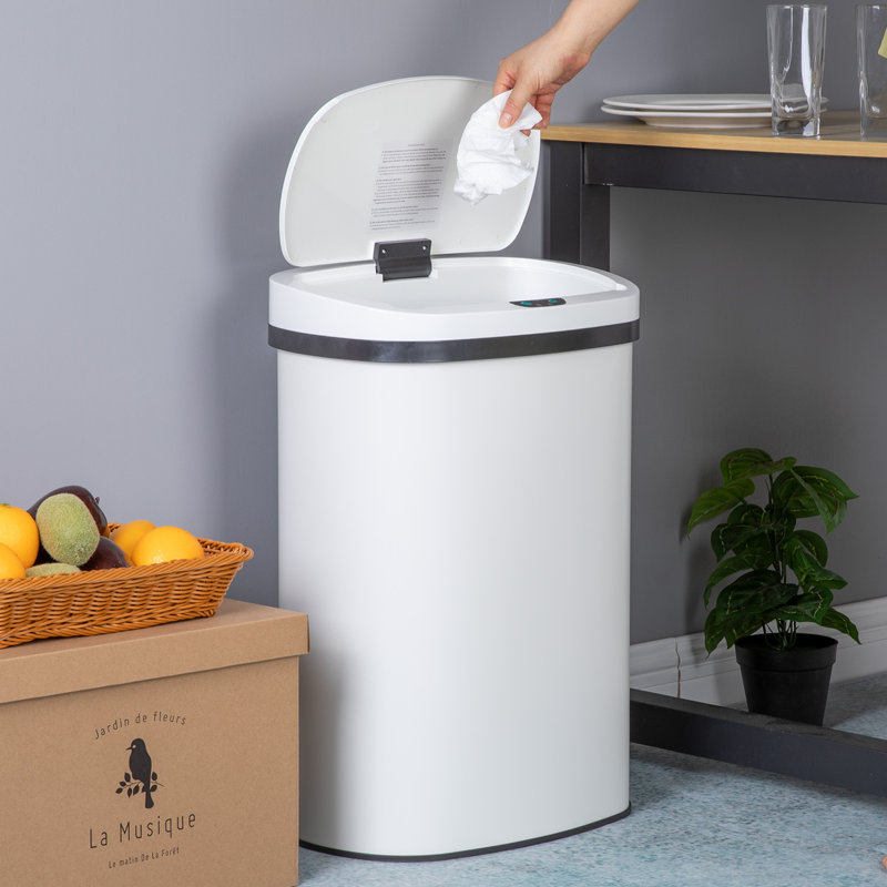 Poubelle à capteur de mouvement 13 gallons, Blanc