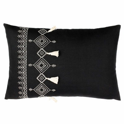 Pritta Geometric Black Rectangular Throw Pillow Cover