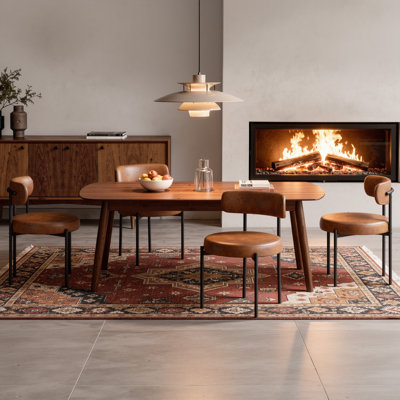 48.3cm H Leather Upholstered Metal Side Chair