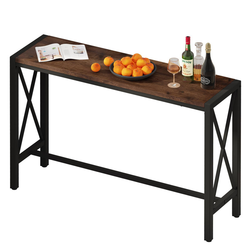 55-Inch Bar Table, Counter Height Narrow Tall Table Behind Sofa, High Top Wood Pub Console Table