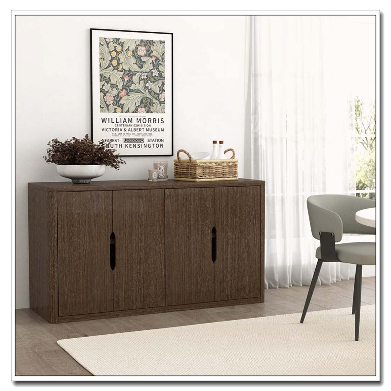 4-Door  Cabinet With Storage, Walnut