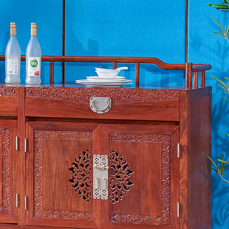Buffet chinois en bois massif, H 37 po x l 66,1 po x P 15,7 po