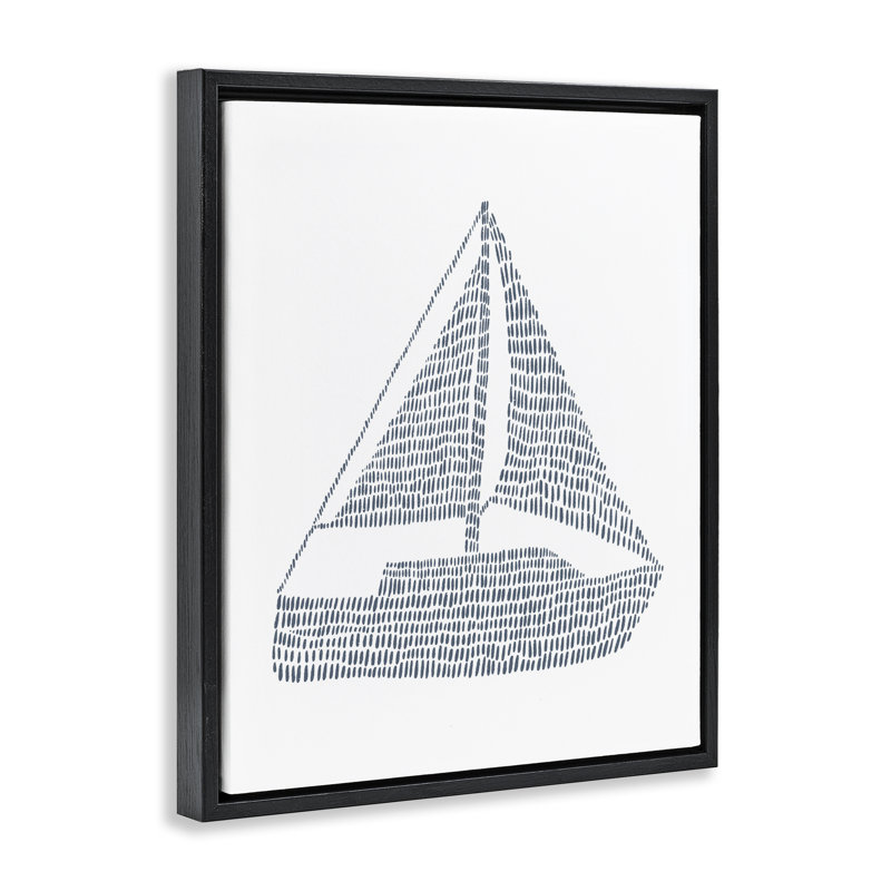 «Minimal Boat on White Floater» par Jetty Home, LLC, Cadre flottant noir de jais, H 21 po x l 17 po