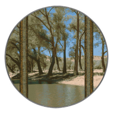 Washable Cottonwood Tree Southwestern Area Rug