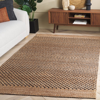 Natural Fiber Flatweave Jute & Cotton Abstract Rug