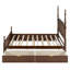 Grand lit plateforme avec lit gigogne simple TG et 2 tiroirs de rangement, lit en bois classique avec tête de lit à broche, noyer-1463303047