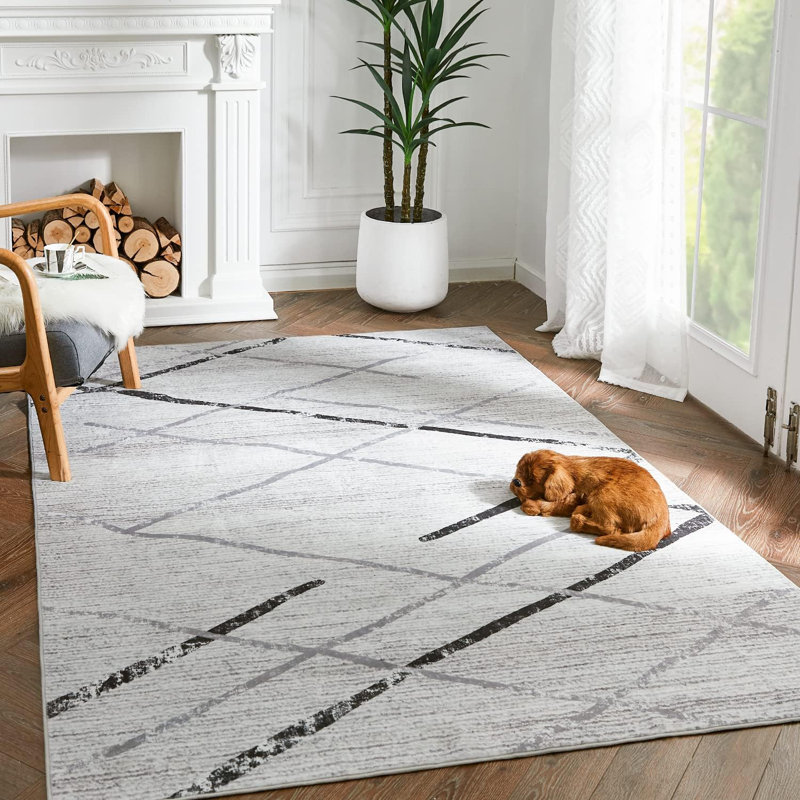 Tapis d'intérieur lavable en chenille avec revers antidérapant Serrell Chenille Mashine, Rectangle 5 pi x 7 pi