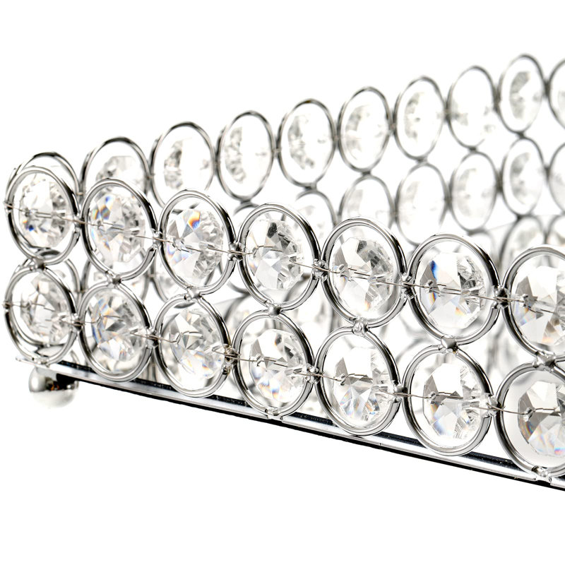 Crystal Cosmetic Makeup Tray, Mirrored Vanity Tray, Large Jewelry Trinket Organizer Tray, Ornate Decorative Tray