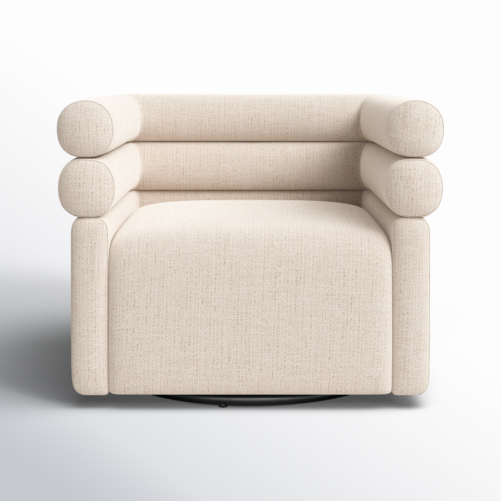 Arve Swivel Armchair, Cream Polyester Blend