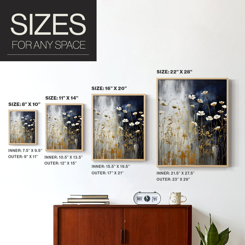 Reproduction encadrée FLORAL Series CECXCVI - bois massif, H 11 po x l 9 po