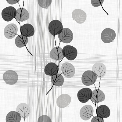 Grey Leaves Wallpaper Floral Tile