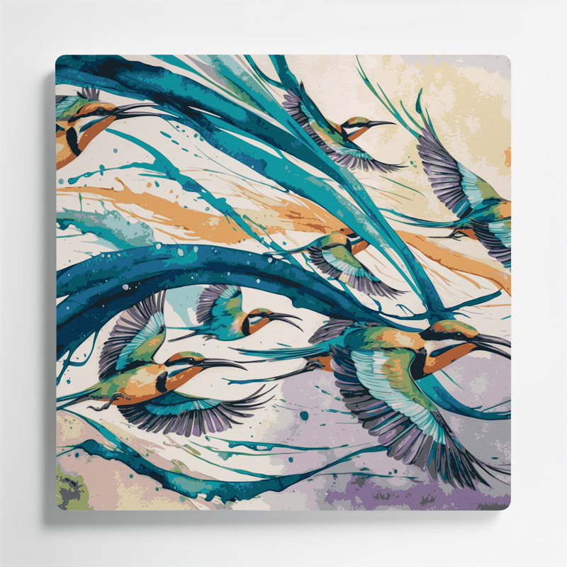 Art mural en métal oiseaux, H 384 po x l 384 po x P 0,05 po