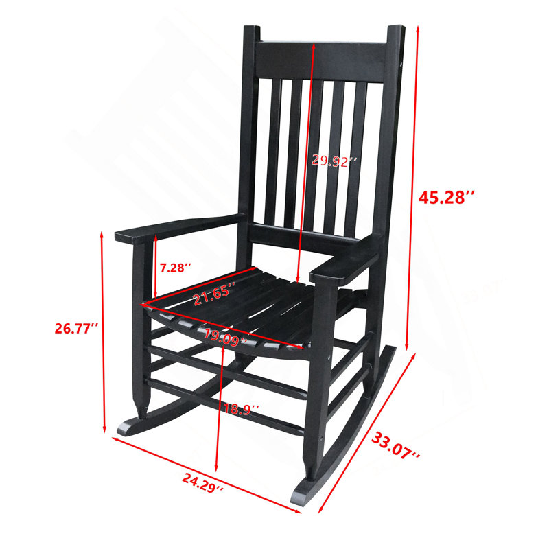 Chaise berçante en bois sans tapis, Noir