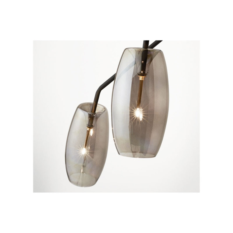 Abat-jour Art Deco, Bronze noir, H 61 po x l 60 po x P 62 po, Transparent