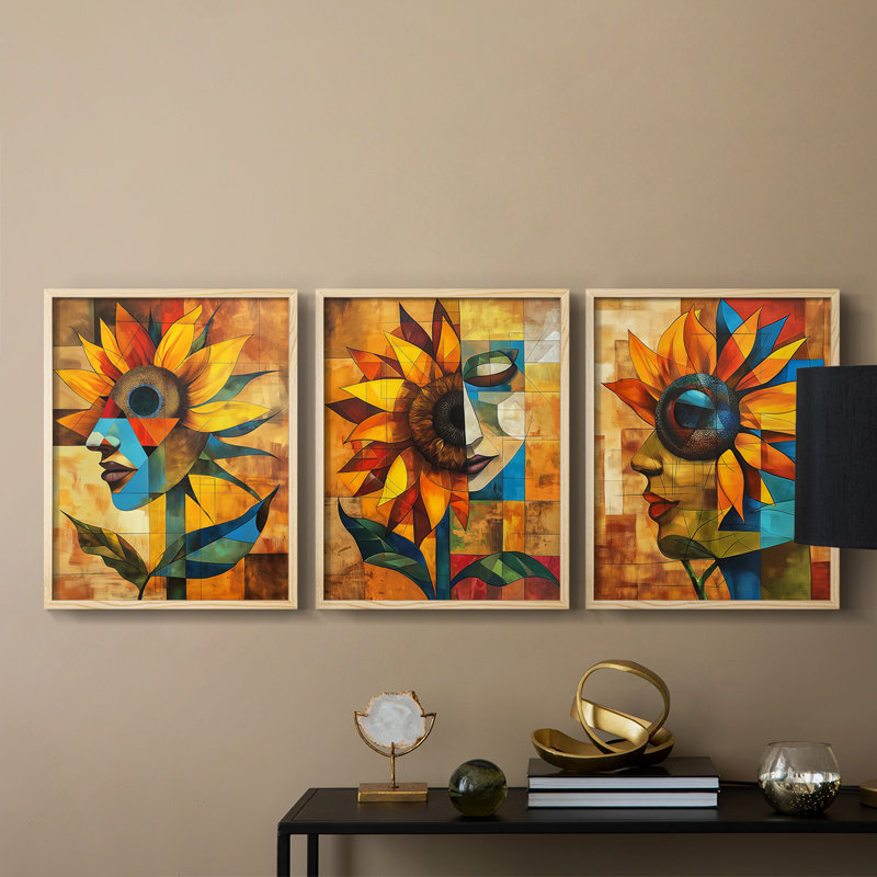 Floral Study  Series  CLXIII  -Set Of 3 Framed Giclee Prints -Ready to Hang, Natural Framed, 20" H x 16" W