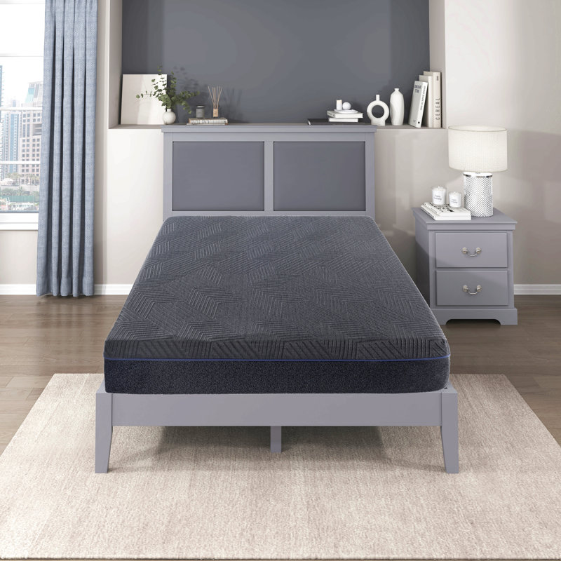 Matelas en mousse viscoélastique infusée de gel vert, gris, matelas dans une boîte, Lit double