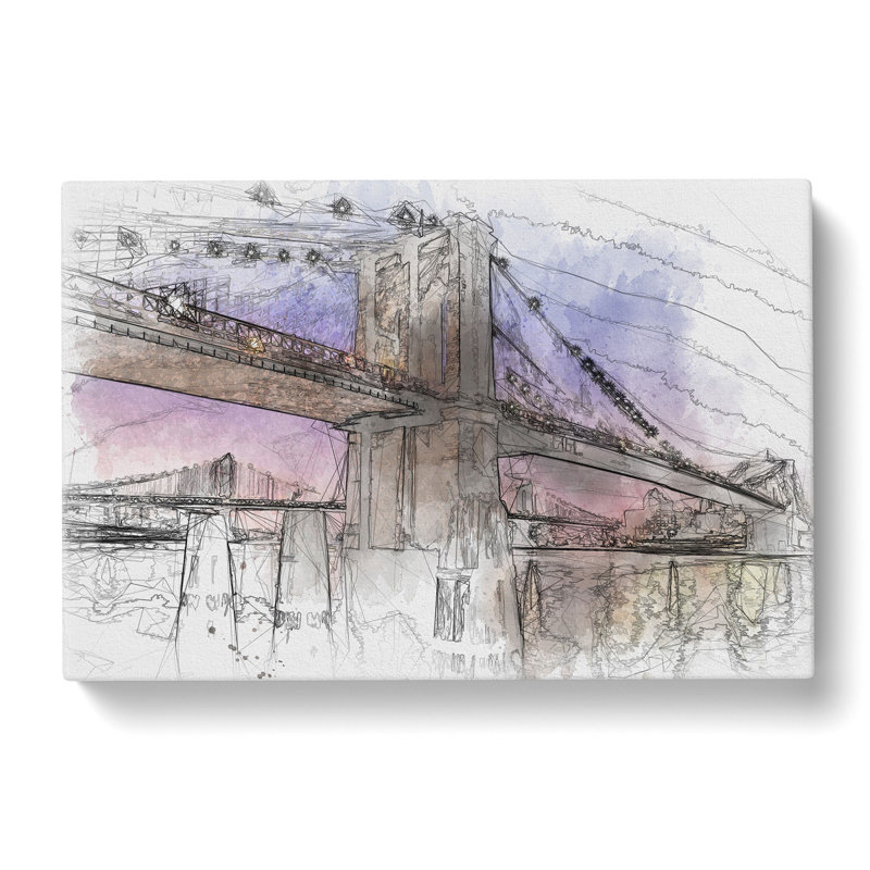 Brooklyn Bridge At Night - Wrapped Canvas, 40cm H x 60cm W x 3cm D