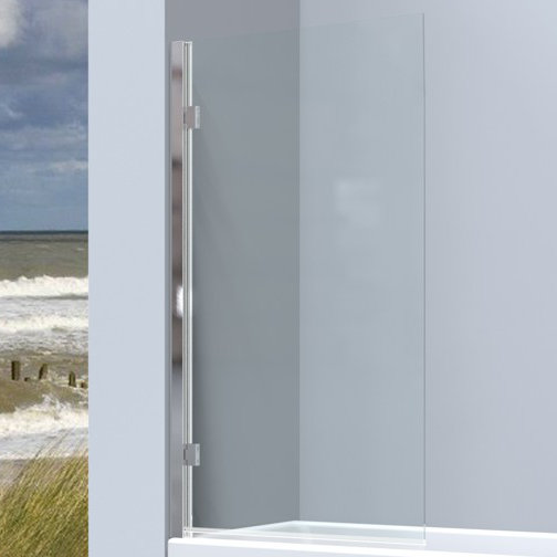 800mm W x 1500mm H Semi-Frameless Tub Door with Clear Glass