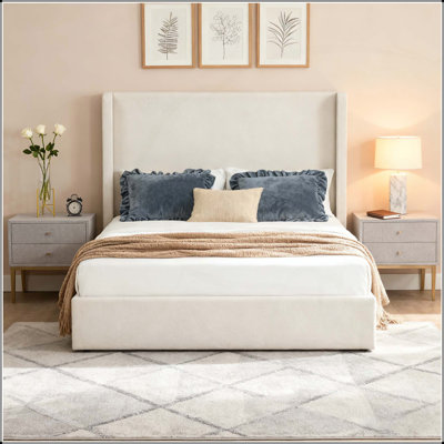 Carmen Upholstered Wingback Bed with 52.3\