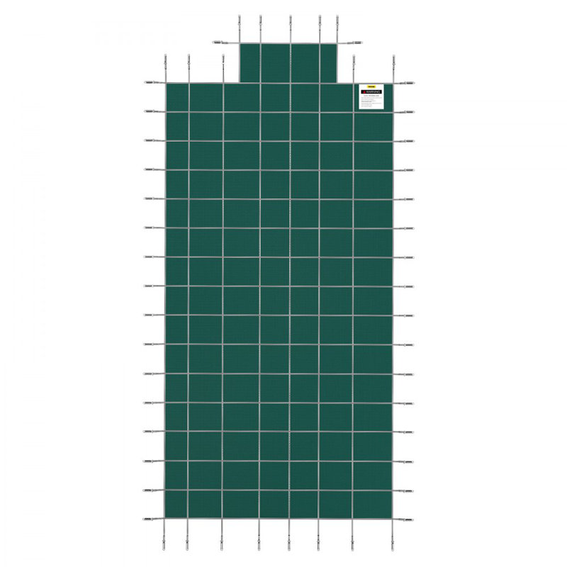 Housse de sécurité pour piscine s'adapte à la couverture rectangulaire de piscine creusée verte Mesh avec marches centrales Housse de sécurité pour piscine