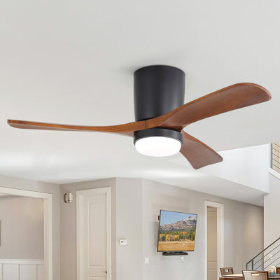 Ventilateur de plafond encastré à 3 pales en bois massif Nicola de 42 po avec télécommande et fonction de minuterie