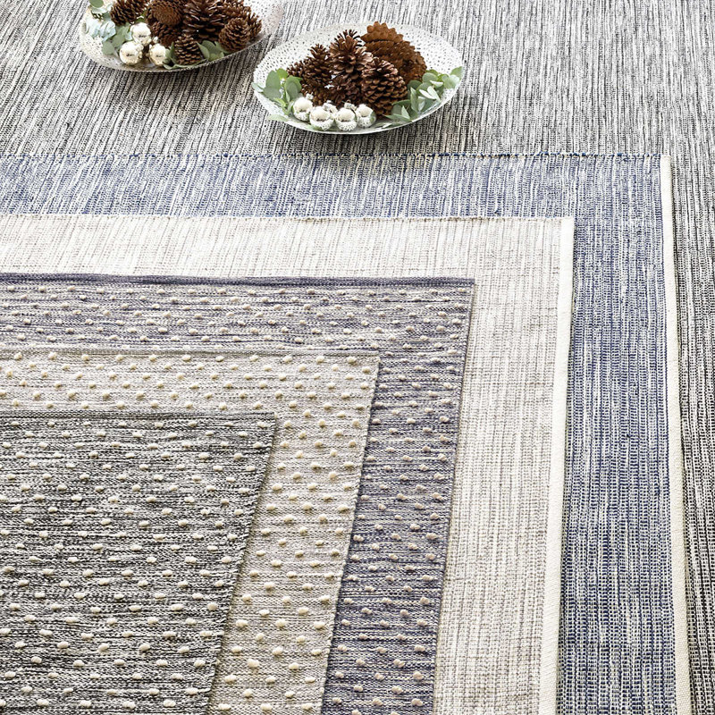 Tapis intérieur / extérieur noir tissé à la main Tideline, Rectangle 2 pi x 3 pi